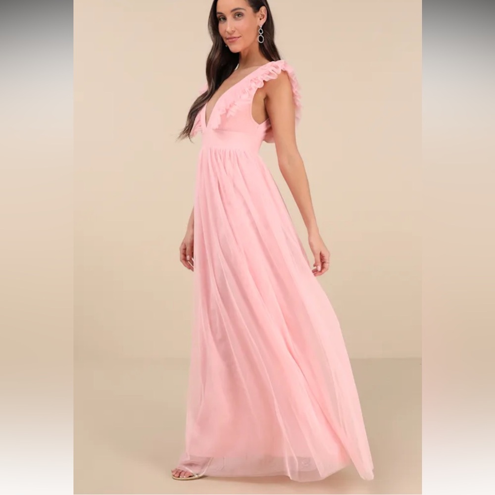 Lulu's Blush Ruffle Maxi Dress - Picture 4 of 4